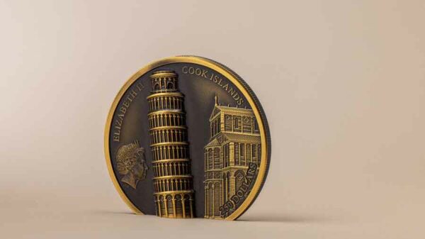 Leaning Tower of Pisa 1 oz Antique Finish Gold Coin