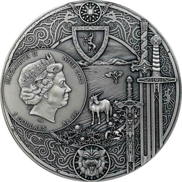 2022 Niue 2 oz Witcher Time of Contempt High Relief Gilded Silver Coin