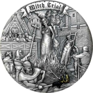 2022 Niue 2 Ounce Witch Trial Mistakes of Humanity High Relief Silver Coin