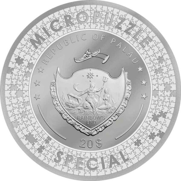 2023 Palau 5 oz Creation of Adam Micropuzzle Color Silver Coin