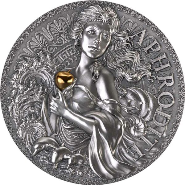 2022 Cameroon 2 Ounce Aphrodite 24K Gilded High Relief Silver Coin