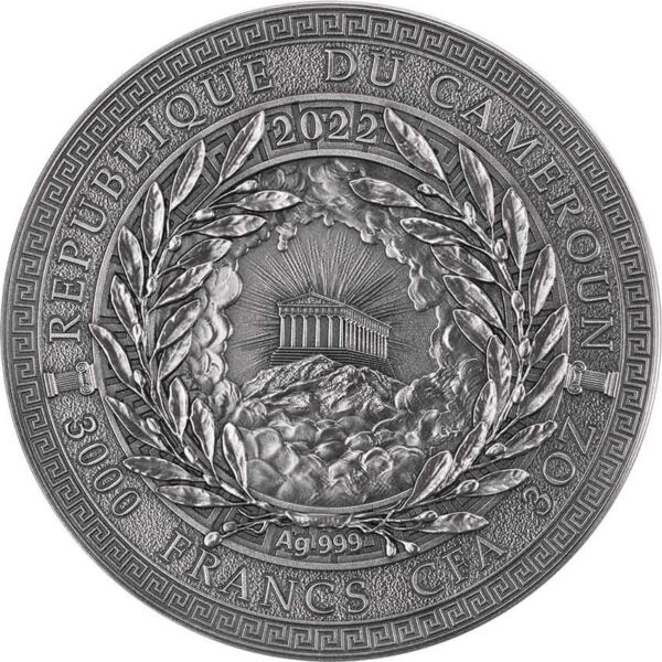 2022 Cameroon 3 oz Poseidon 24K Gilded High Relief Silver Coin