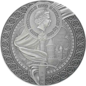 2021 Niue 2 oz Heroines Jeanne d'Arc UV Color Antique Finish Silver Coin