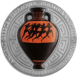 2022 Ghana 2 Ounce Panathenaic Prize Amphora Antique Finish Silver Coin