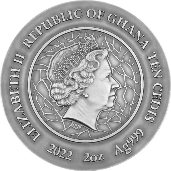 2022 Ghana 2 oz Van Gogh Sunflowers Stained Glass Art Silver Coin