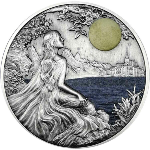 2022 Chad 3 Ounce White Swan Colored Antique Finish Silver Coin