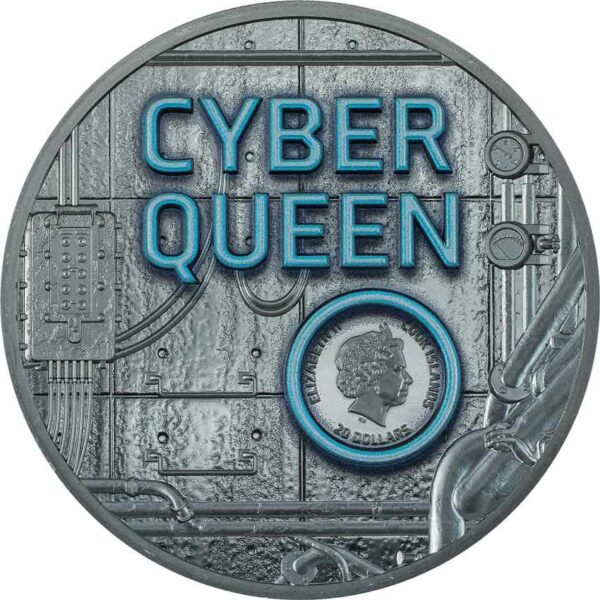 2023 Cook Islands 3 oz Cyber Queen Black Proof Silver Coin