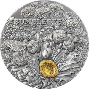 2023 Ghana 2 Ounce Bumblebee High Relief Gilded Antique Finish Silver Coin