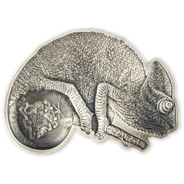 2023 Barbados 3 oz Shift of Color Chameleon Enamel Silver Coin