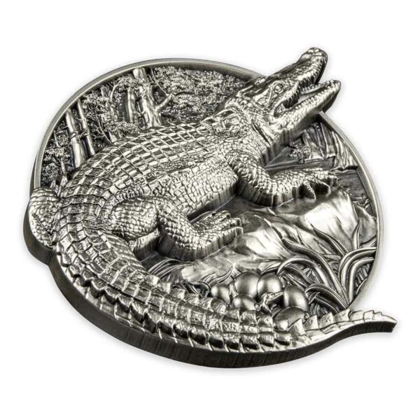 2023 Crocodile Protecting Wildlife Crocodile 5 oz Ultra High Relief Silver Coin