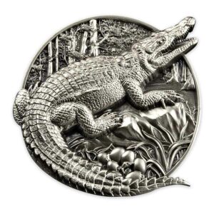 2023 Burundi 5 Ounce Protecting Wildlife Crocodile Ultra High Relief Silver Coin