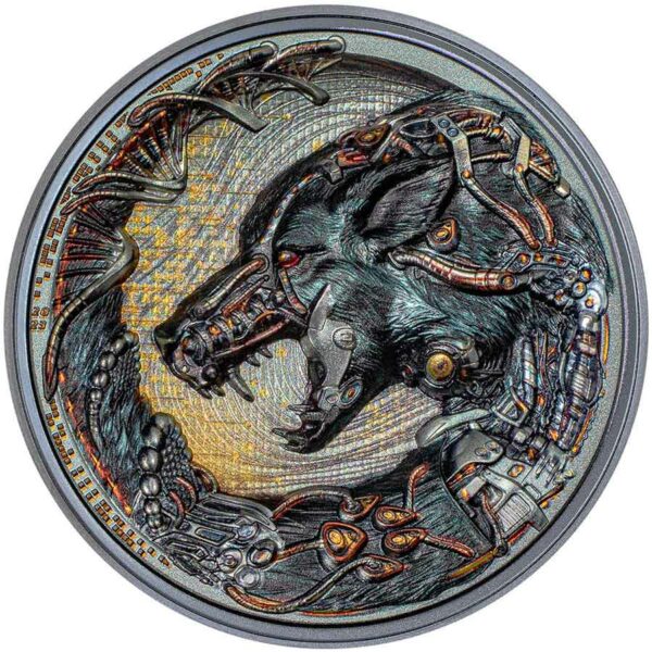 2023 Palau 3 Ounce Dog Cyborg Revolution Black Proof Silver Coin