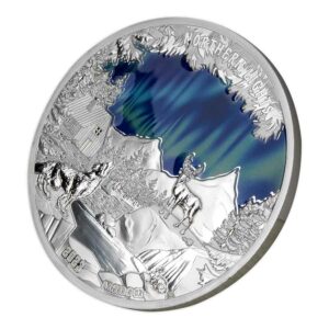 Northern Lights Multi Color Enamel Silver Coin