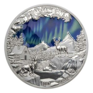 2023 Barbados 5 Ounce Northern Lights Enamel Proof-like Silver Coin
