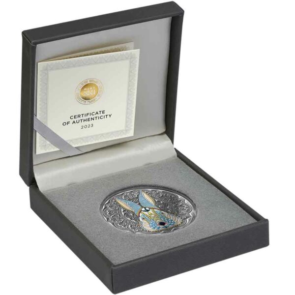 2023 Mandala Collection Rabbit 2 oz Swarovski Crystal Colored Silver Coin