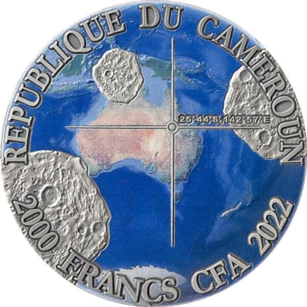 2022 Cameroon 50 Gram Tenham Meteorite Color Antique Finish Silver Coin