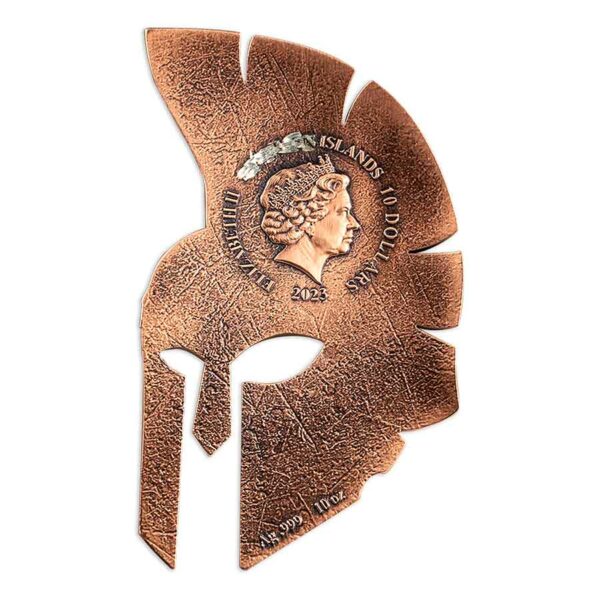 2023 Solomon Islands 10 oz Trojan Helmet Bronze Finish Silver Coin