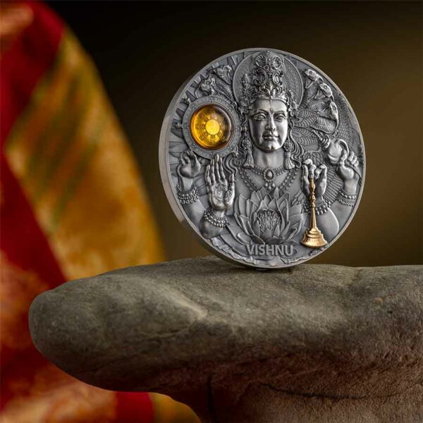 Divine Faces of the Sun Vishnu Silver Coin
