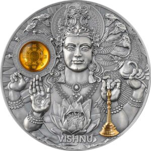 2023 Niue 3 Ounce Vishnu Divine Faces of the Sun Antique Finish Silver Coin