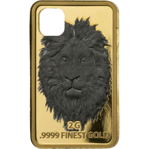 2022 Solomon Islands 2 Gram Lion Black Rhodium 24K Gold Coin Pendant