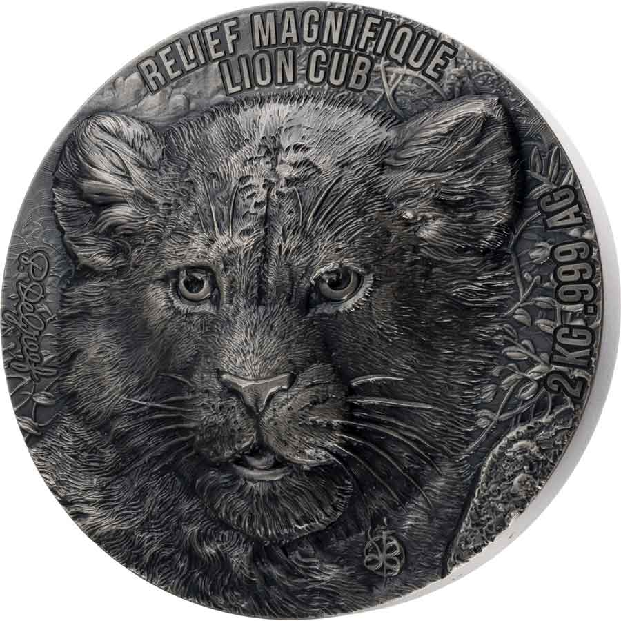 2022 Ivory Coast 2 Kilogram Big 5 Lion Cub Ultra High Relief Silver Coin