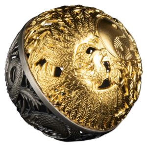 2023 Samoa 2 oz Dragon & Phoenix Filigree Spherical Silver Coin
