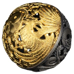 2023 Samoa 2 Ounce Dragon & Phoenix Filigree Spherical Silver Coin