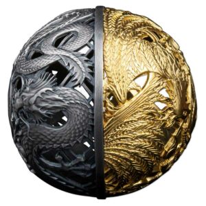Dragon & Phoenix Filigree Spherical Silver Coin