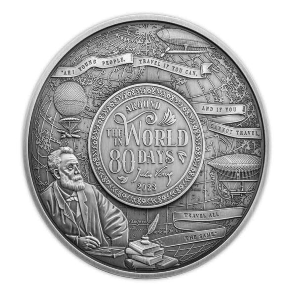 Djibouti 150th Anniversary Around the World in 80 Days 180 Gram Silver Coin