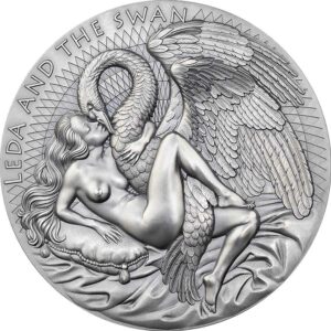 2023 Cameroon 2 Ounce Leda & the Swan Celestial Beauty High Relief Silver Coin
