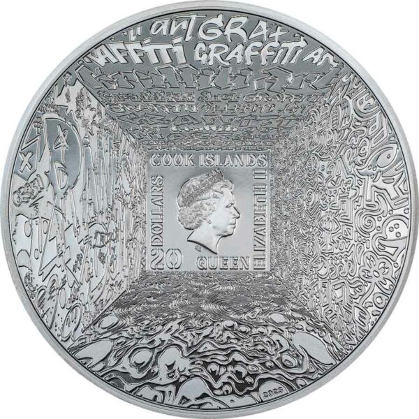 2023 Cook Islands oz Mona Lisa Graffiti Art Black Proof Silver Coin