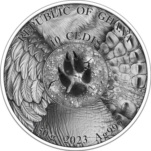 2023 Ghana 50 g Hunting in the Wild Eagle High Relief Silver Coin