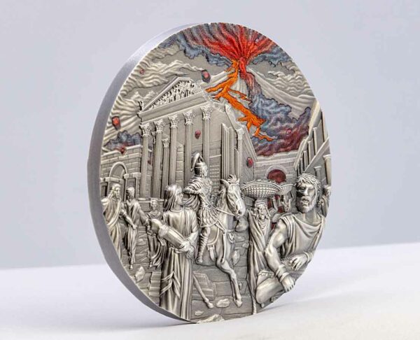 2023 Fury of Nature Pompeii Volcano Eruption 2 oz High Relief Silver Coin