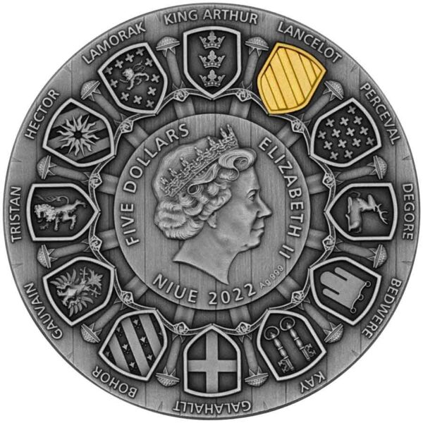 2022 Niue 2 oz Camelot Sir Lancelot High Relief Silver Coin