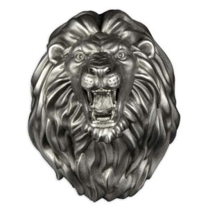 2023 Burundi 3 Ounce Lion Head 3D Minted Antique Finish Silver Coin