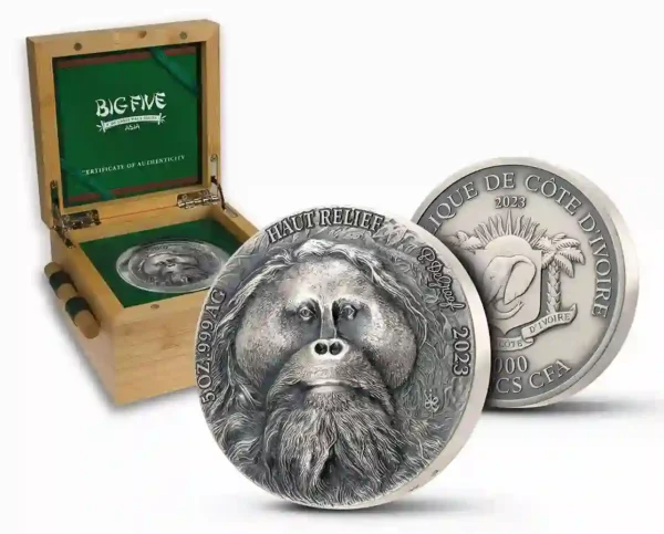 Asian Big 5 Orangutan 5 oz Silver Coin