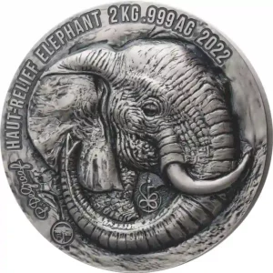2023 Ivory Coast 2 Kilogram Big 5 Elephant Ultra High Relief Silver Coin