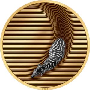 2023 Palau 5 Ounce Zebra Camouflage of Nature Gilded Silver Proof Coin
