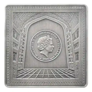 2023 Solomon Islands 3 oz Taj Mahal Enamel Antique Finish Silver Coin