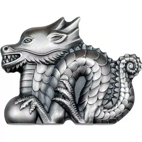 2024 Mongolia 1 Ounce Lunar Year Great Silver Dragon Sculptured Silver Coin