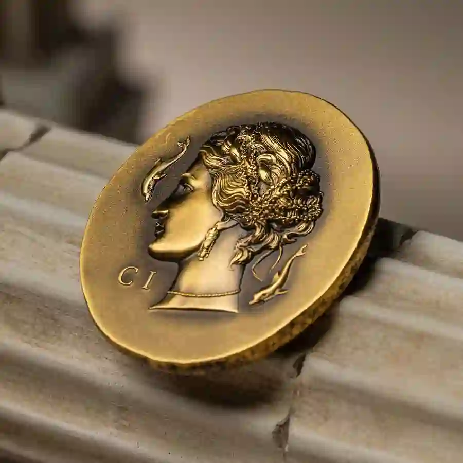 Arethusa 1 oz UHR Antiqued Gold Coin