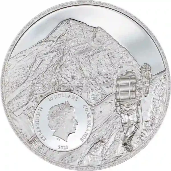 2023 Cook Islands 2 oz First Ascent Mount Everest Ultra High Relief Silver Coin