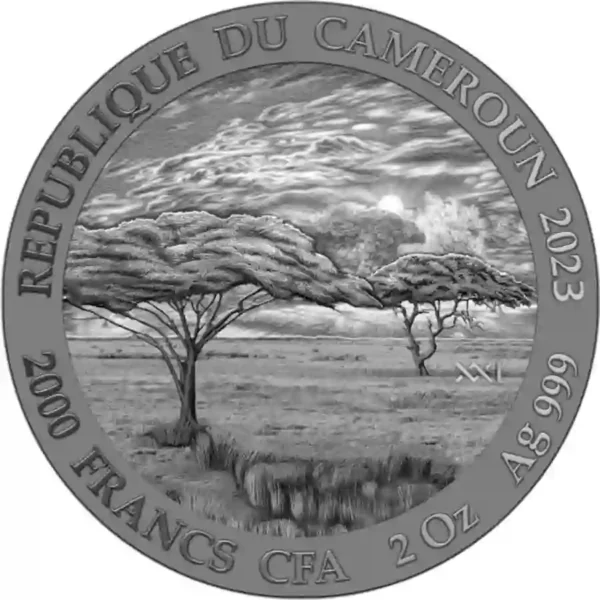 2023 Cameroon African Elephant High Relief Antique Finish Silver Coin