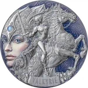 2023 Cameroon 2 Ounce Valkyrie Moonstone Inset High Relief Silver Coin