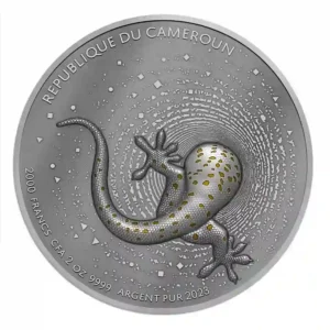 2023 Cameroon 2 oz Gecko Ultra High Relief Gilded Silver Proof Coin