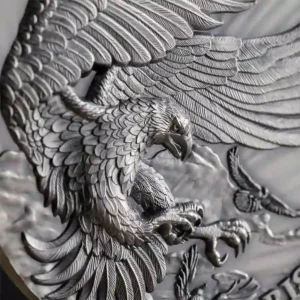 Ghana Eagle & Raven High Relief Antiqued Silver Coin