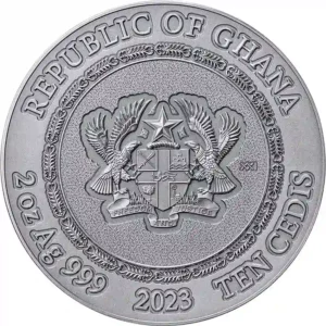 2023 Ghana 2 oz Eagle & Raven High Relief Antiqued Silver Coin