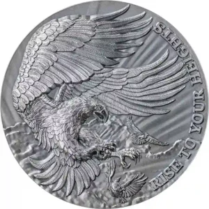 2023 Ghana 2 Ounce Eagle & Raven High Relief Antique Finish Silver Coin