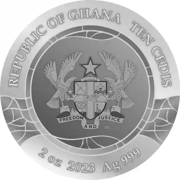 2023 Ghana 2 oz Gustav Klimt The Kiss Stained Glass Art Silver Coin