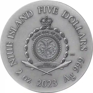 2023 Niue 2 oz Brown Bear High Relief Gilded Antique Finish Silver Coin
